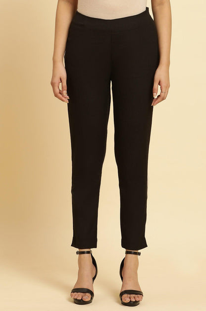 Black Solid Basic Slim Pants - wforwoman