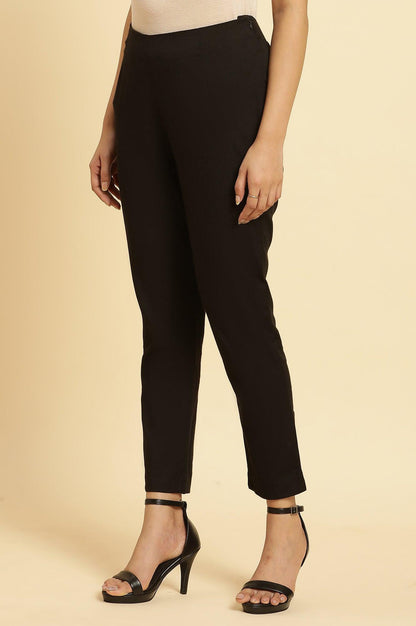 Black Solid Basic Slim Pants - wforwoman