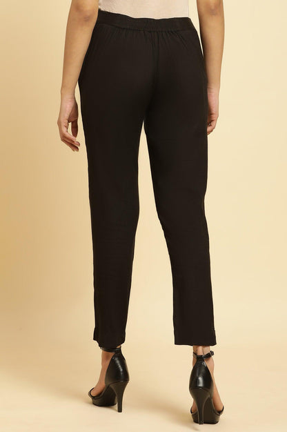 Black Solid Basic Slim Pants - wforwoman