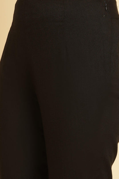 Black Solid Basic Slim Pants - wforwoman