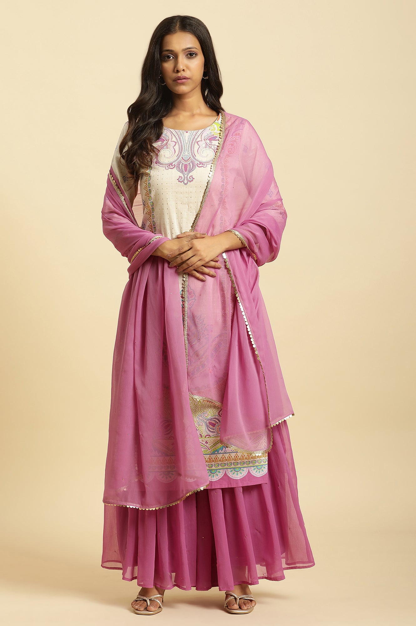 Purple Chiffon Embellished Dupatta