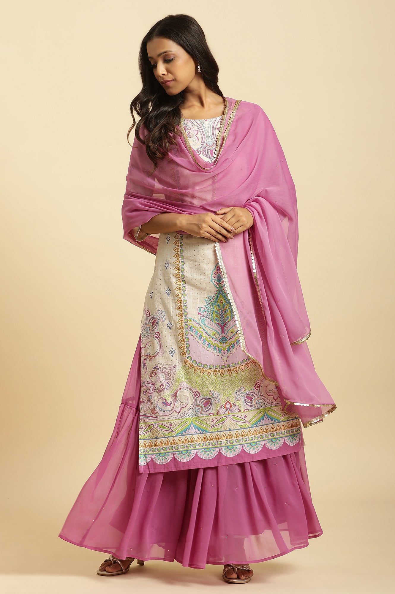 Purple Chiffon Embellished Dupatta