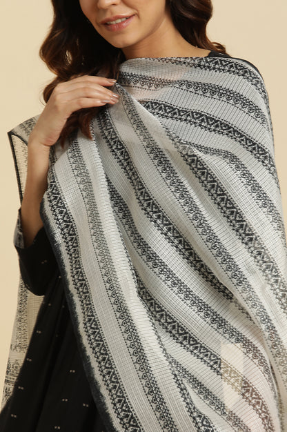 Off-White &amp; Black Kota Printed Dupatta