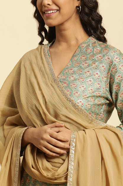 Golden Chiffon Dupatta With Sequin Border