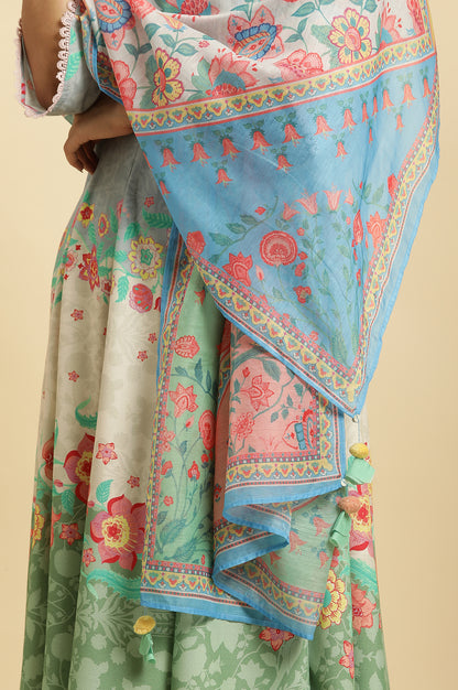 Multi-Coloured Printed Chanderi Dupatta With Tassels