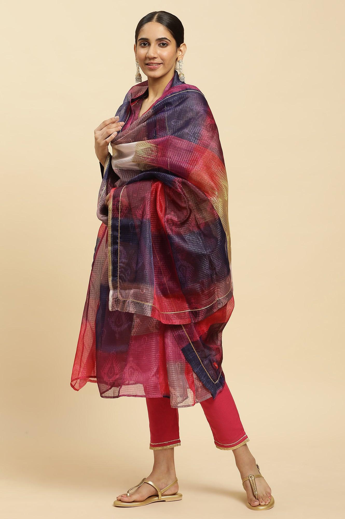 Mutli-Coloured Printed Kota Dupatta - wforwoman