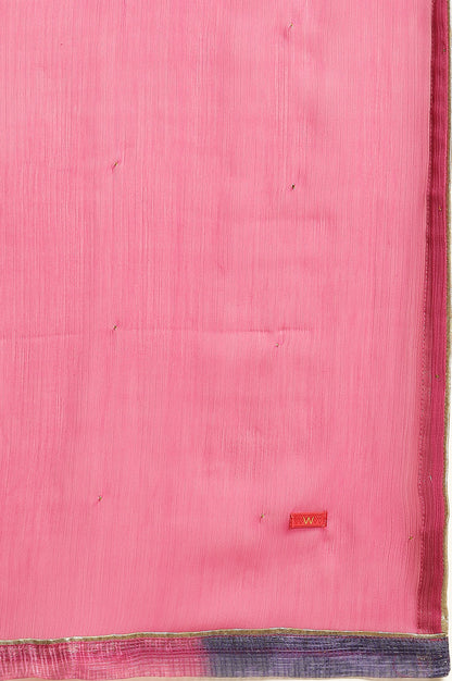 Pink Chiffon Dupatta With Golden Mukaish Highlight