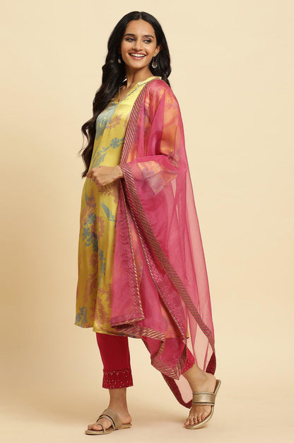 Pink Organza Dupatta With Zari Border - wforwoman