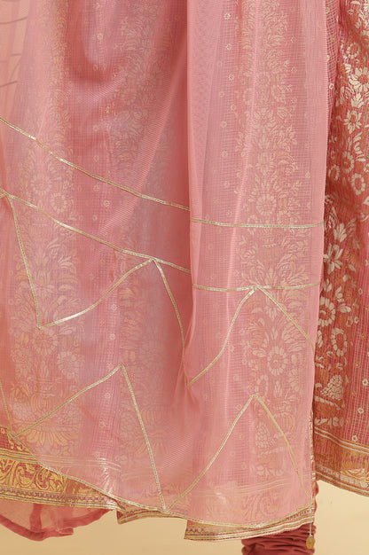 Pink Mesh Gota Patti Dupatta