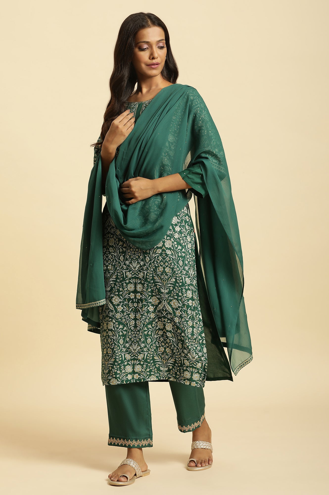 Green Mukesh Chiffon Dupatta