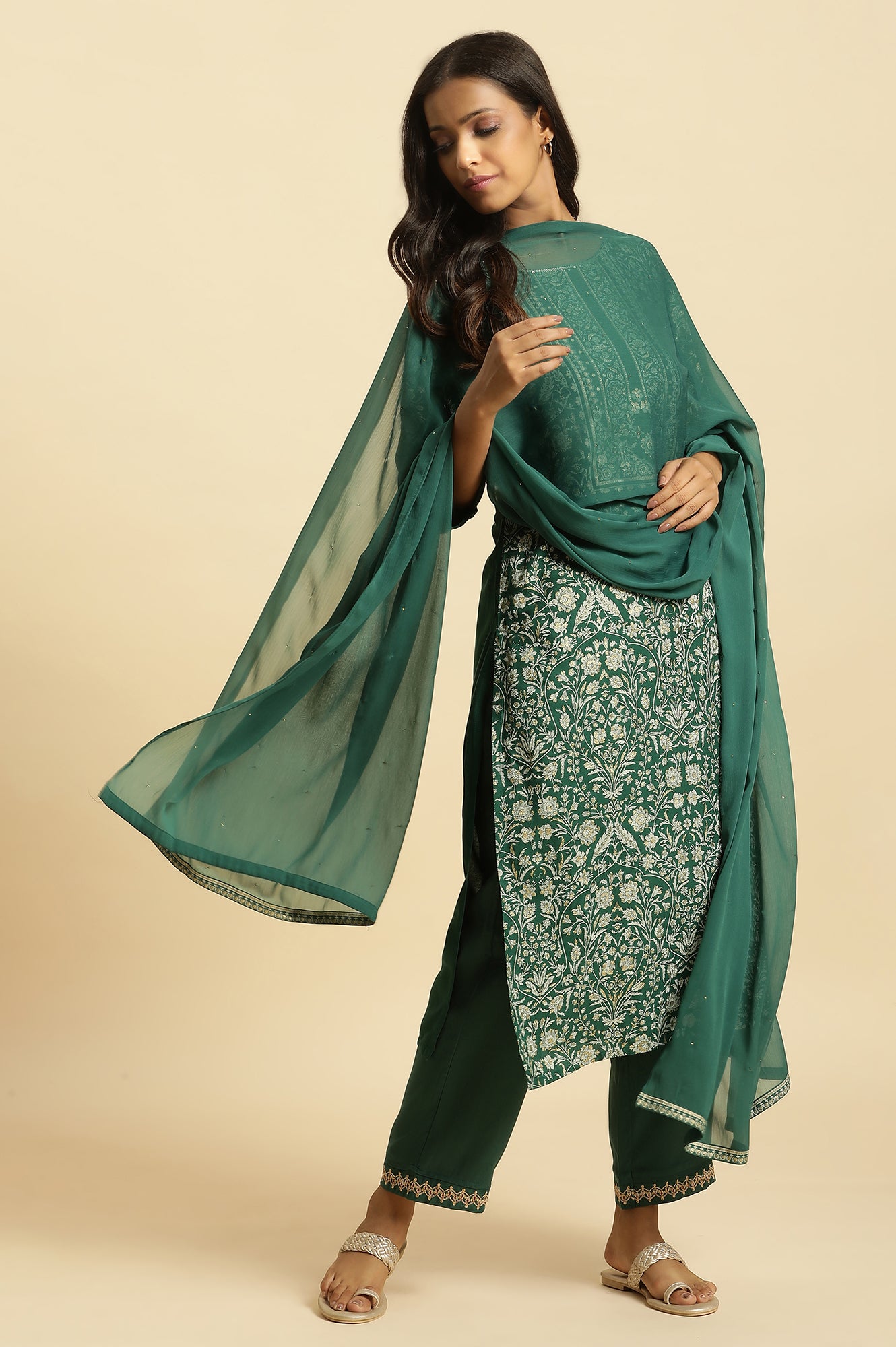 Green Mukesh Chiffon Dupatta