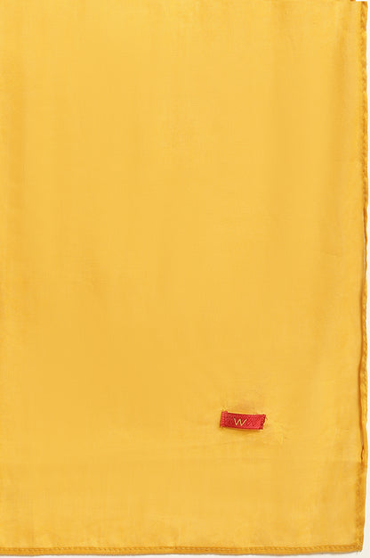 Yellow And Ecru Colour-Block Cotton Dupatta