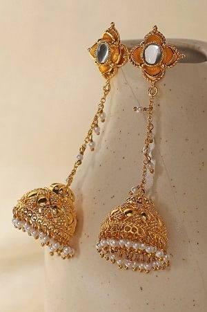 Golden Handcrafted Traditional Jhumkis