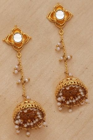 Golden Handcrafted Traditional Jhumkis