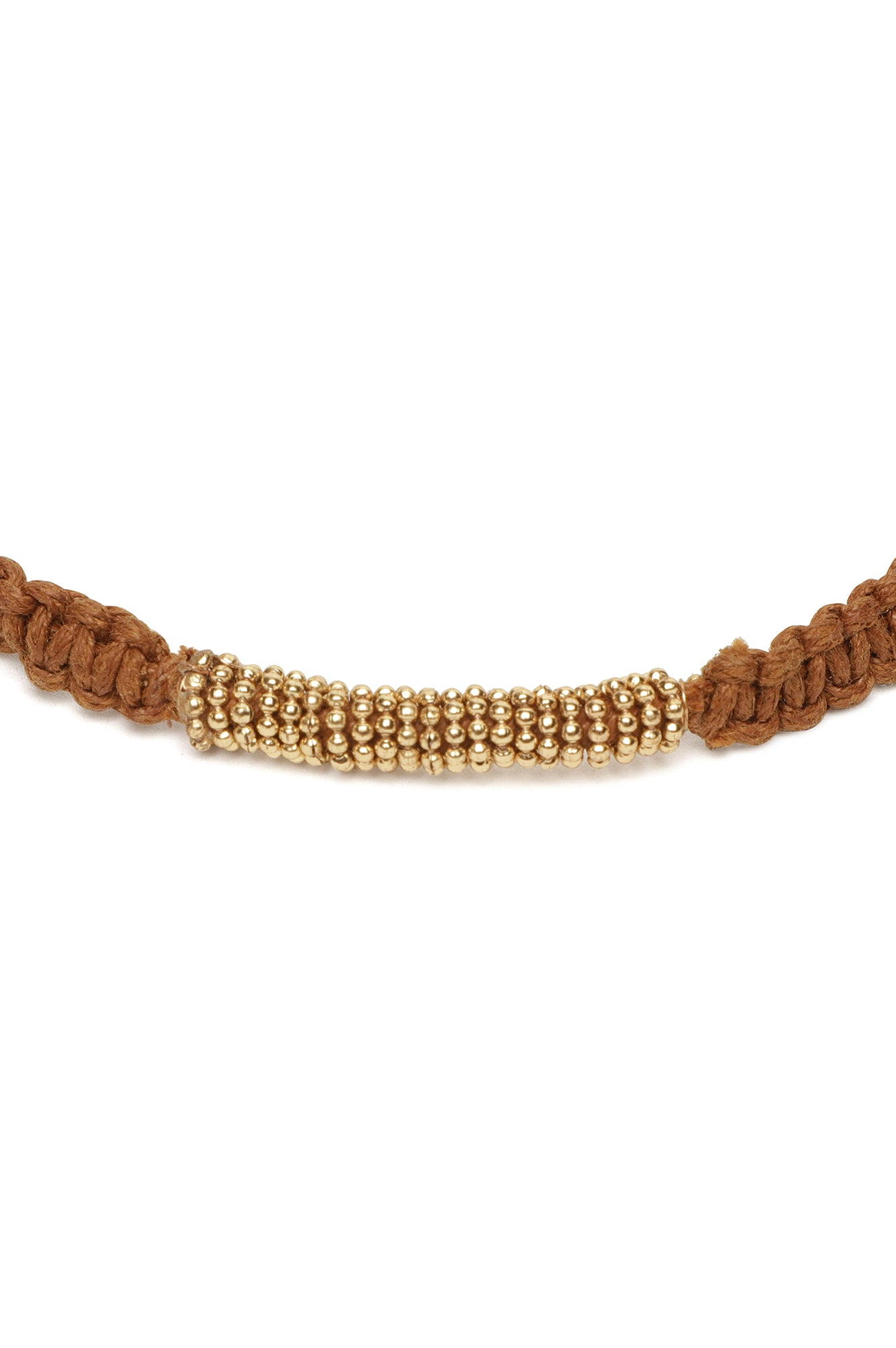 Brown Braided Adjustable Rakhi With Gold Chain Detail