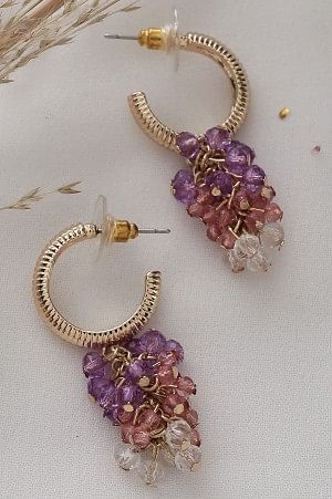 Multi-coloured Beaded Party wear Hoop Earrings