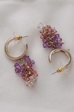 Multi-coloured Beaded Party wear Hoop Earrings