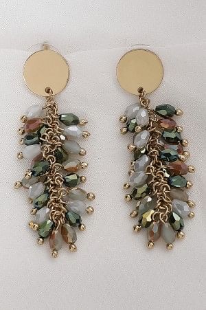 Green Beaded Ethnic Drop Earrings