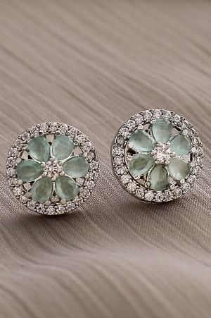 Green Cubic Zirconia Party Stud Earrings