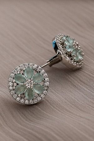 Green Cubic Zirconia Party Stud Earrings