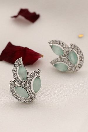 Green Zirconia Studded Party Stud Earrings