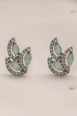 Green Zirconia Studded Party Stud Earrings