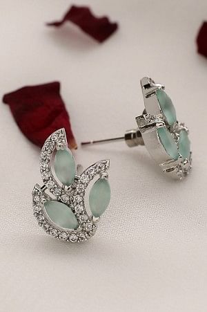 Green Zirconia Studded Party Stud Earrings