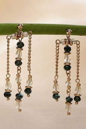 Green Beaded Handcrafted Dangler Earrings