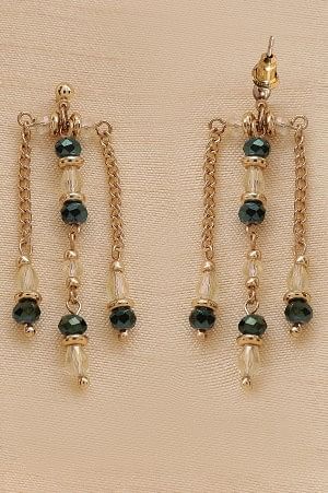 Green Beaded Handcrafted Dangler Earrings