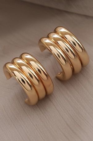 Golden Pipe Layered Half Hoop Earrings