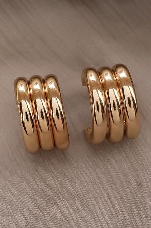 Golden Pipe Layered Half Hoop Earrings