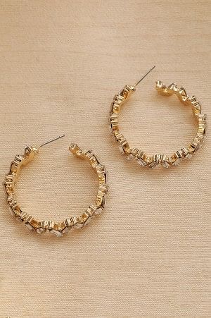 White Cubic Zirconia Dazzling Partry Hoop Earrings