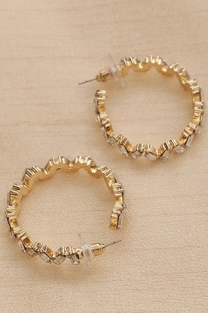 White Cubic Zirconia Dazzling Partry Hoop Earrings