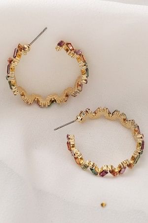 Multi-coloured Cubic Zirconia Dazzling Partry Hoop Earrings