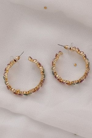 Multi-coloured Cubic Zirconia Dazzling Partry Hoop Earrings