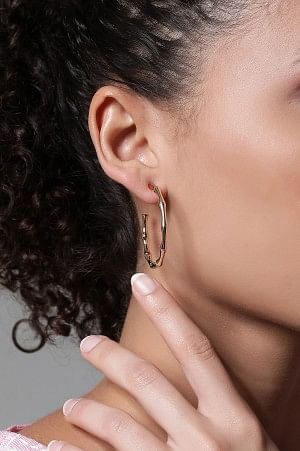 Golden Modern Textured Hoop Earrings