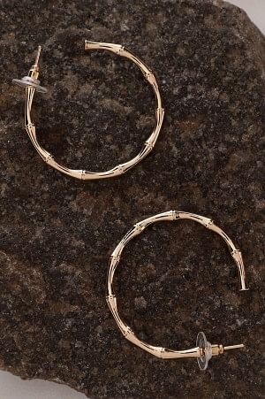 Golden Modern Textured Hoop Earrings