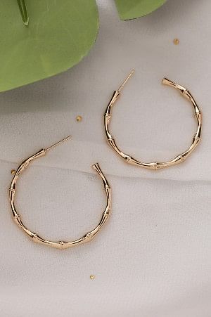 Golden Modern Textured Hoop Earrings