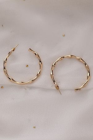 Golden Modern Textured Hoop Earrings