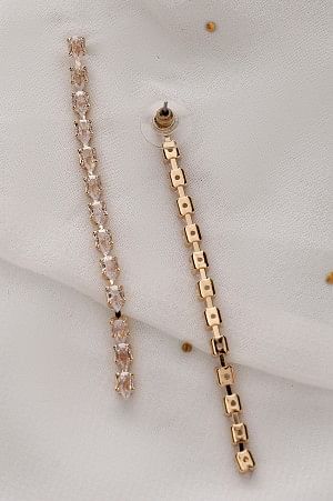 White and Gold Cubic Zirconia Studded Dangler Earrings