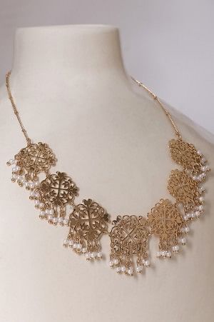 Gold Filigree Princess Necklace with Earrings