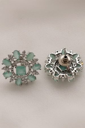 Green Stone Studded Party Wear Stud Earrings