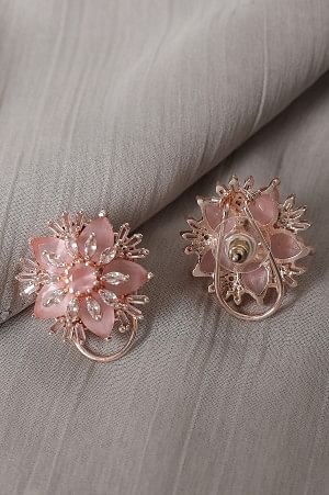 Pink Monalisa Cubic Zirconia Stone Stud Earrings