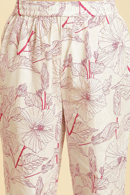 White Floral Printed Kurta And Pants Co-Ord Set - wforwoman