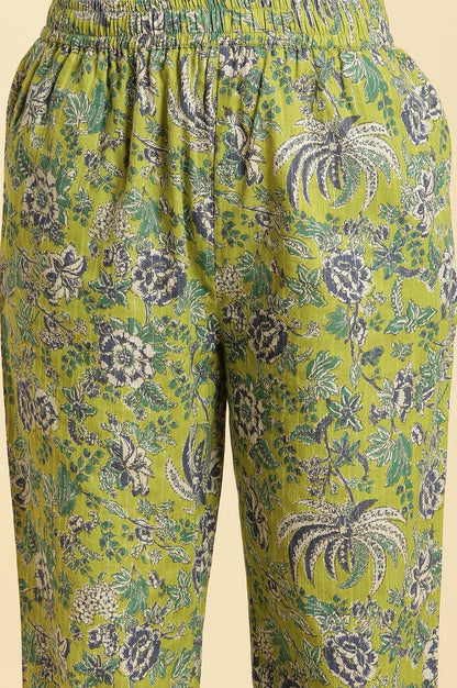 Light Green Floral Printed Kurta, Pants And Dupatta Set - wforwoman