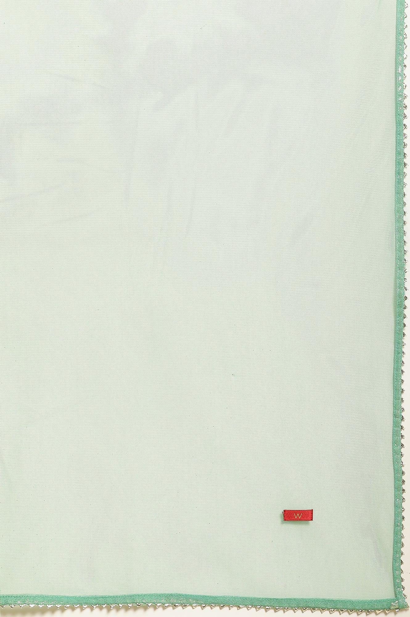 Mint Green Printed Short Kurta, Tiered Sharara And Dupatta - wforwoman
