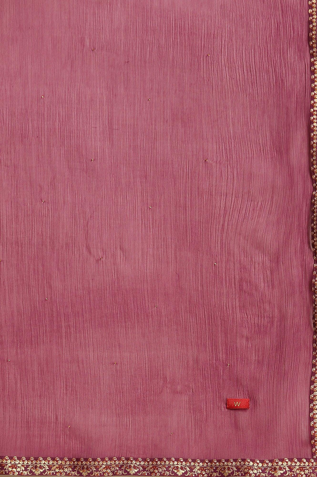 Purple Embellished Kurta, Pants And Dupatta Set - wforwoman