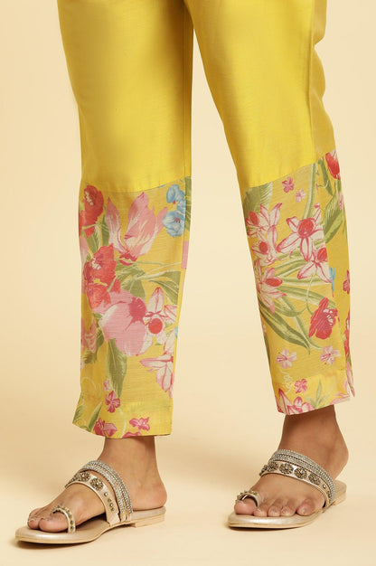 Yellow Metallic Embroidered Kurta, Pants And Organza Dupatta - wforwoman