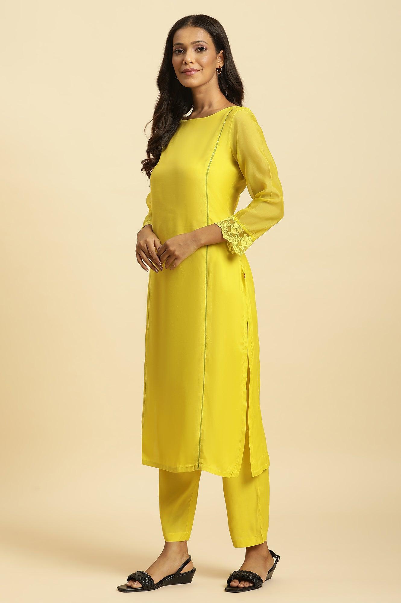 Women's Lime Green Kurta Set with Dupatta