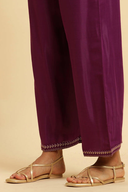 Purple Anarkali Festive Kurta, Parallel Pants And Dupatta Set - wforwoman